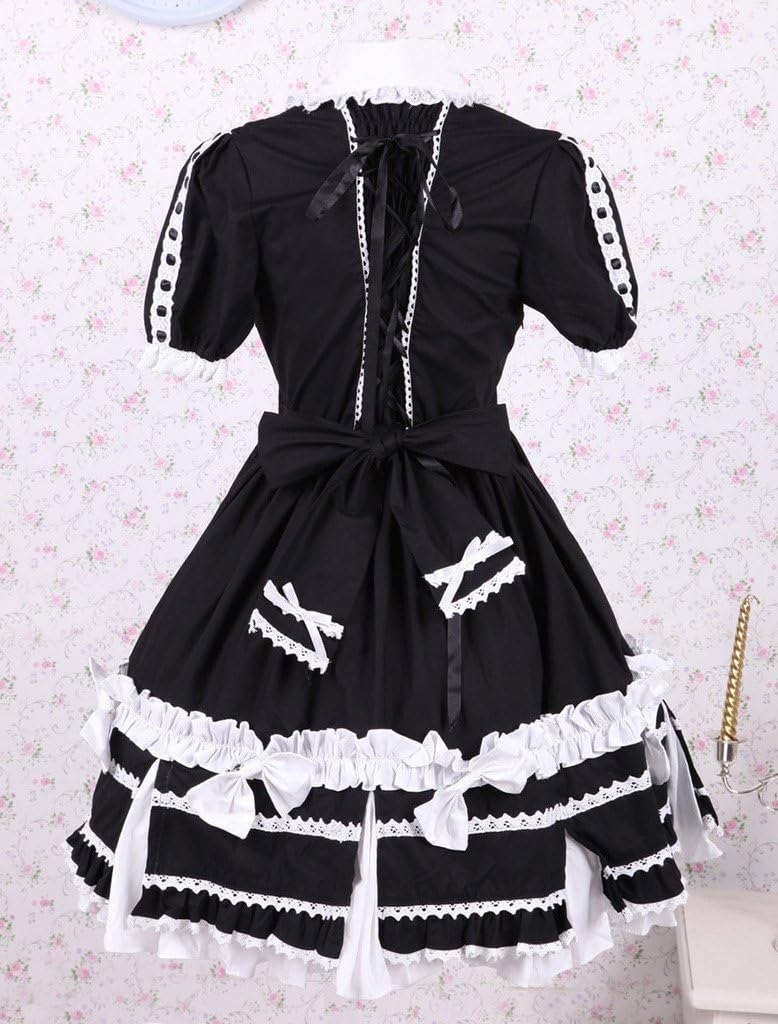 Hugme Cotton Black Short Sleeves Classic Lolita Dress