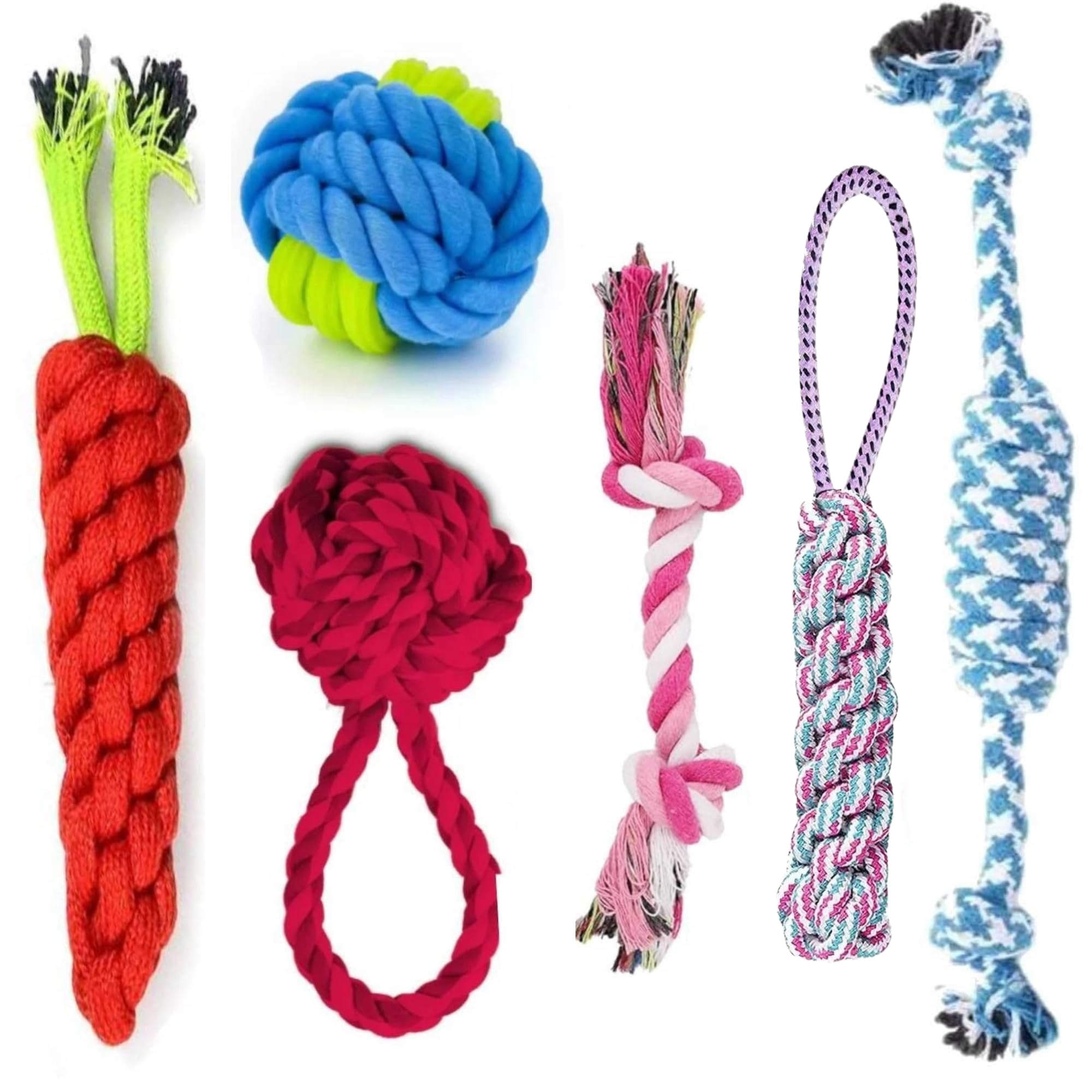 Dog Rope Toys for Large/Medium Aggressive Chewers Tough Rope Chew Toy with Easy Hold Handle, Indestructible Natural Cotton Tug Rope (Dog Chew Toys Set of 6)-image-33