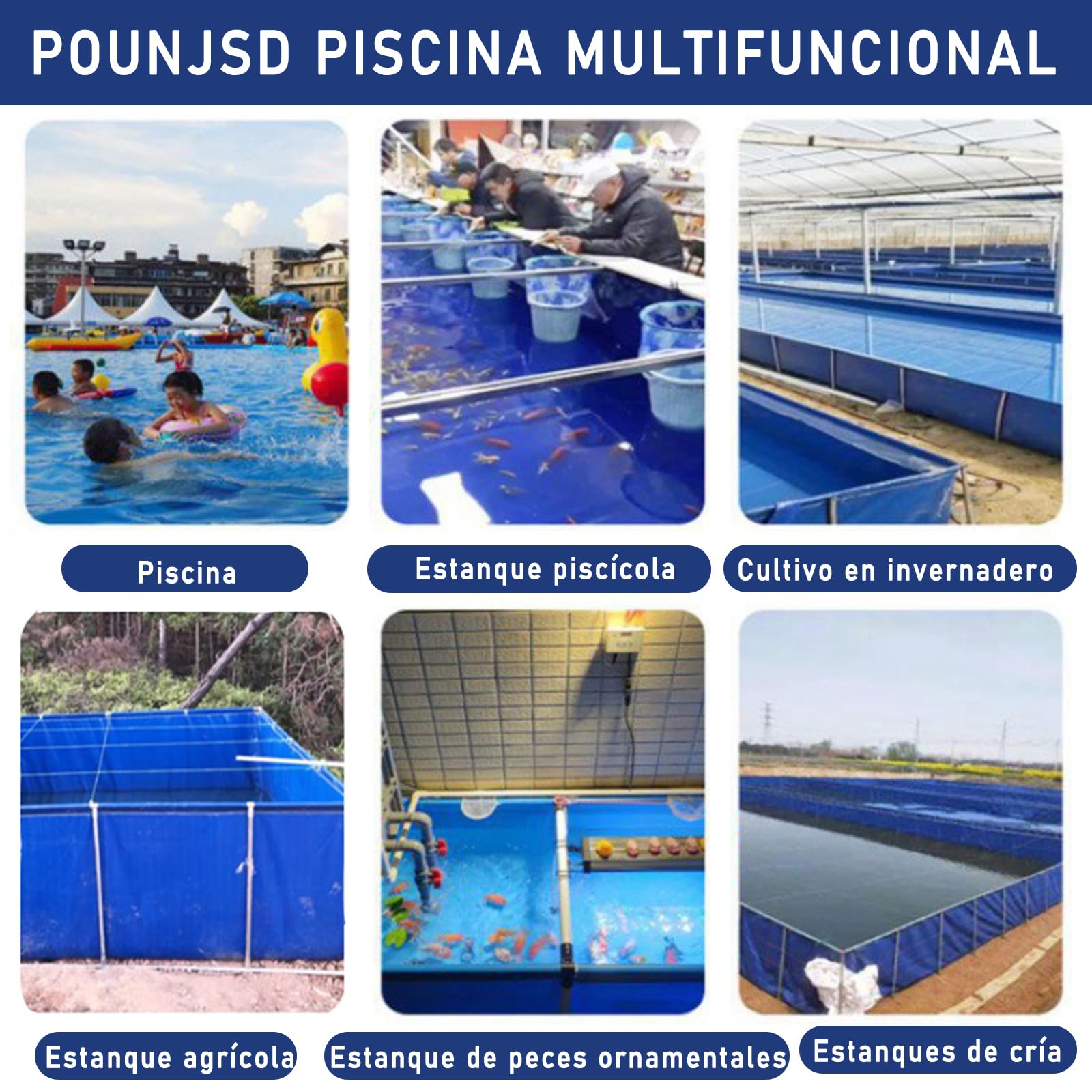 Stagno pieghevole per acqua Sto, serbatoio Koi Bing, stagno di pesce pesante con supporto, piscina fuori terra, fodera per stagno di pesci in tela
