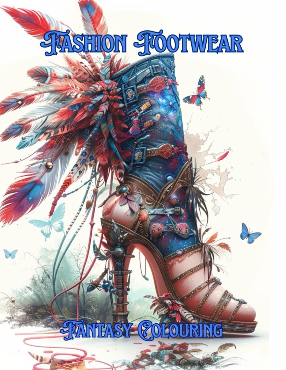 Fashion Footwear - Fantasy Colouring Book: 60 Grayscale Images of Fantasy Footwear. Designs that blend reality with fantasy, encouraging imaginative .