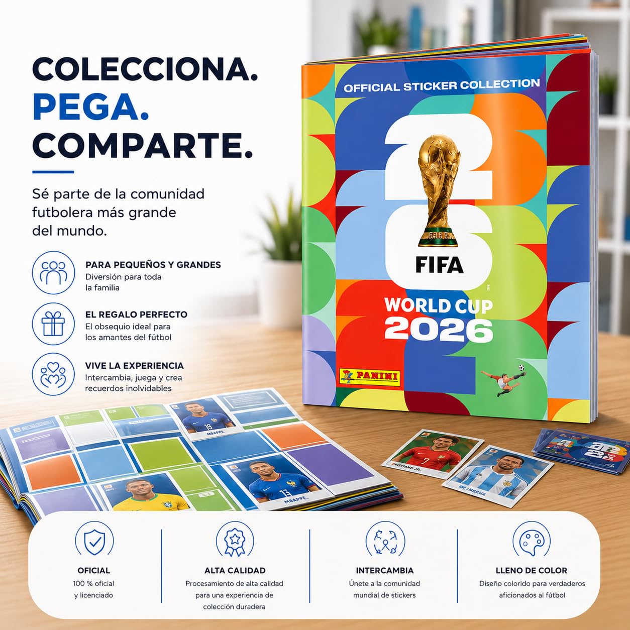 Set de cromos y álbum Panini del Mundial 2026 - Copa del Mundo 2026 - Fútbol - con calendario (álbum de intercambio)