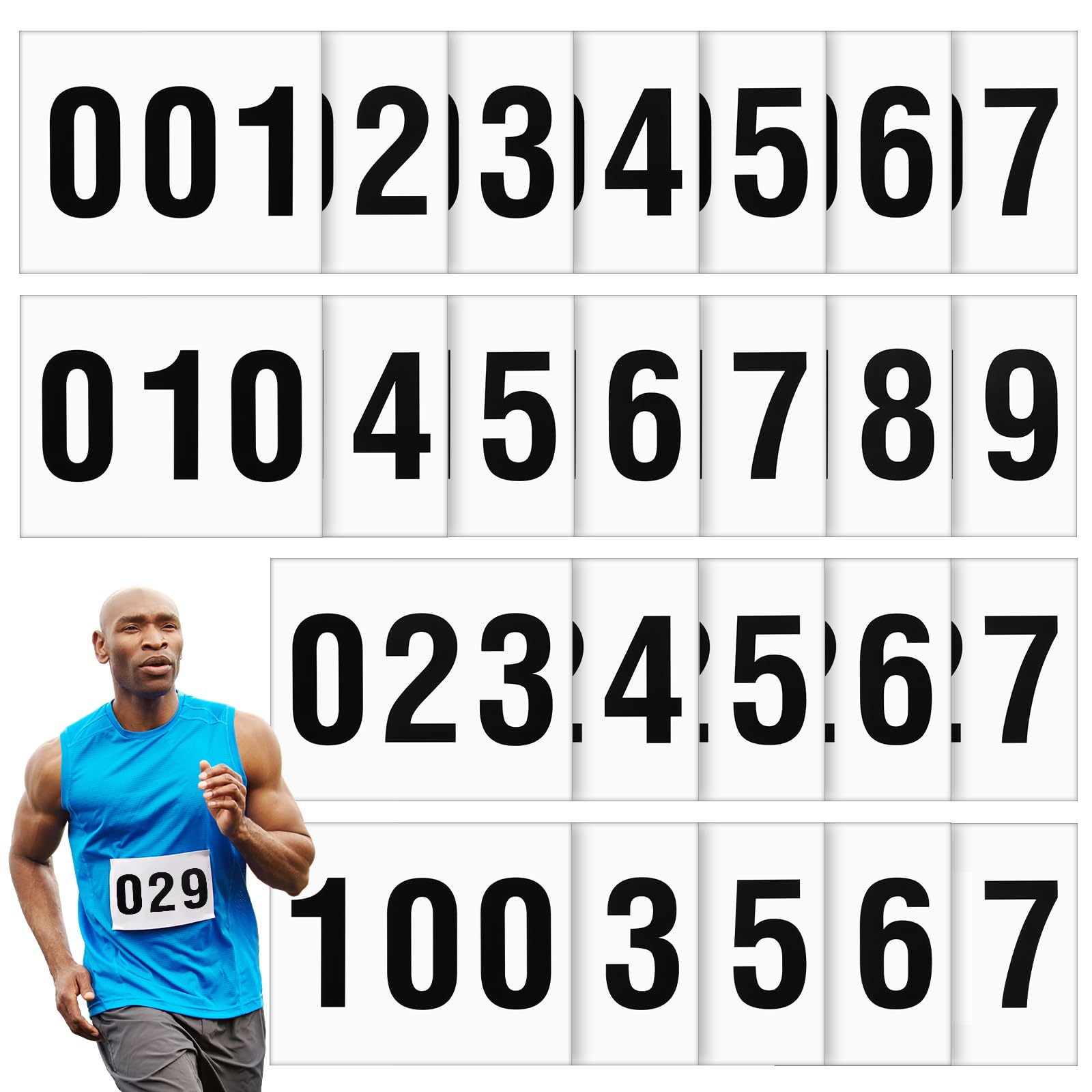 Honoson 1-200 Adhesive Race Bibs 7.5 x 6 Inches Competitor Numbers