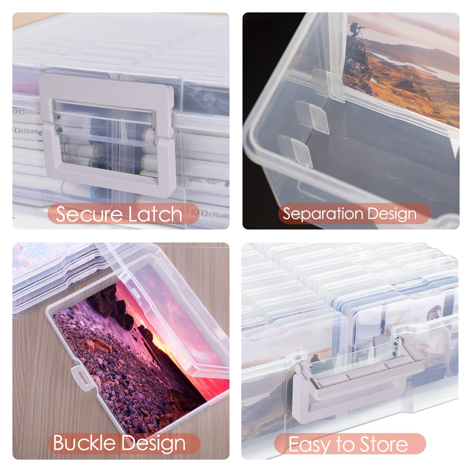 Caja de almacenamiento de fotos de 5 x 7 pulgadas, organizador de fotos extra grande con 18 fundas interiores, organizador de semillas, caja de almacenamiento de imágenes, manualidades
