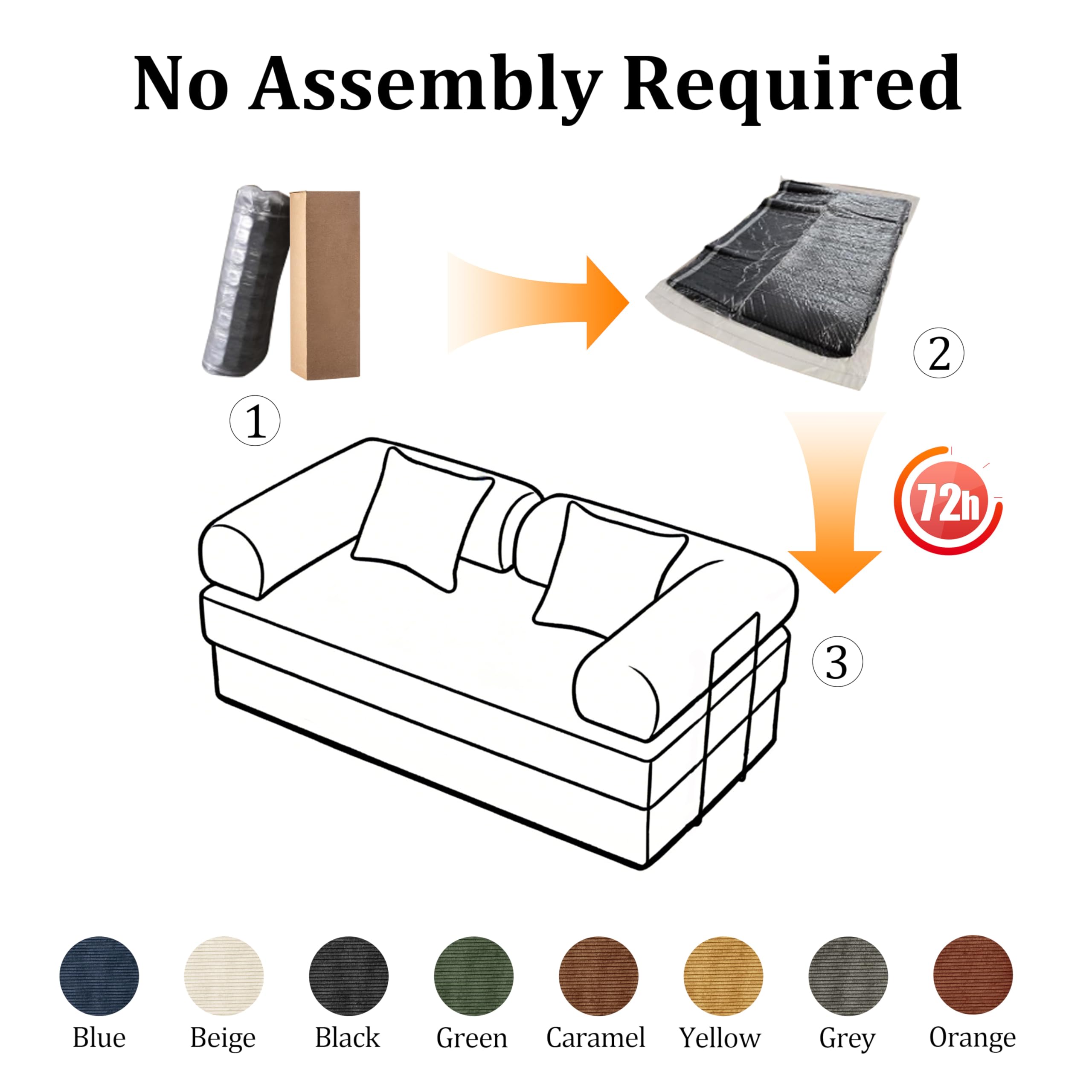 59'' Convertible Compressed Corduroy Folding Cloud Sofa Bed, Modern Boneless Pull Out Loveseat Sleeper in a Box, 4 in 1 Floor Mattress Futon Cloud Couch, No Assembly Needed, Green, 2 Pillows, Queen
