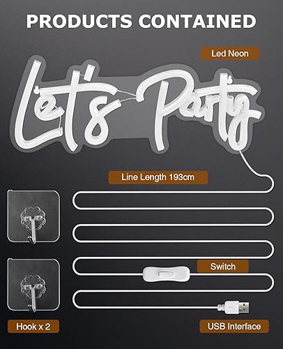 Miniatura 6 de Letreros de neón de Let's Party, letrero de luz LED de neón Arrinew para decoración de pared, luces de neón decorativas para despedida de soltera,