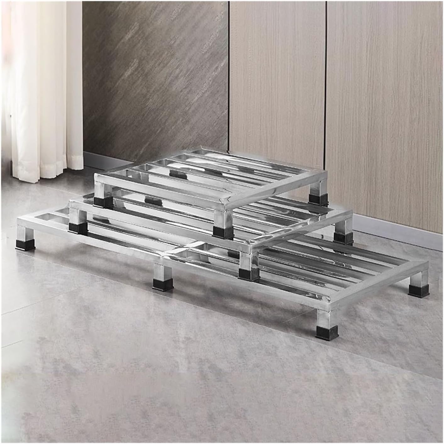 Heightened Air Conditioner Base, Stainless Steel Moisture-Proof Floor Pallets, One-Piece Furniture Appliances Base Stand for Warehouse Supermarket(50x60x10cm)