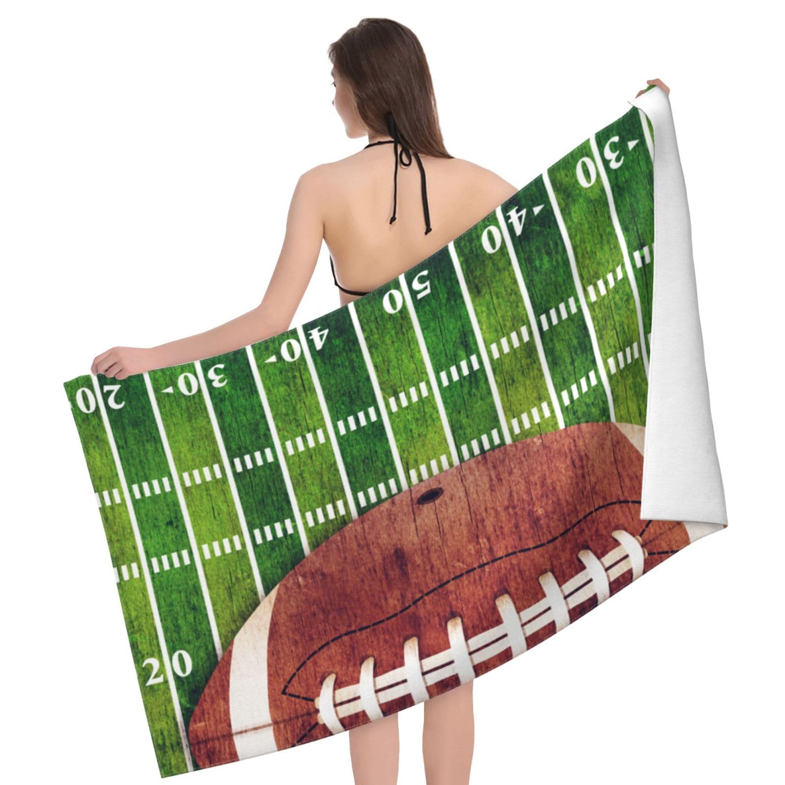 Toalla de playa retro de fútbol americano, toalla de playa de microfibra de secado rápido para baño, toallas de playa suaves sin arena, esenciales de verano, viajes, natación, decoración,