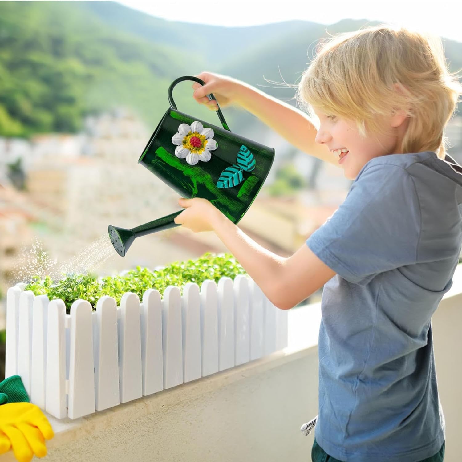 Watering Can, Vintage Metal, Easy-Pour, Perfect Plant Watering Can for Indoor Use and for Outdoor Use, Decor Patio (E)