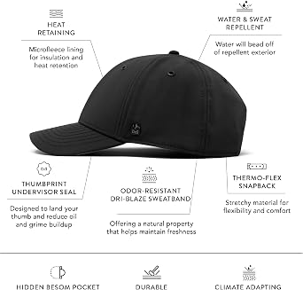 melin A-Game Infinite Thermal, Performance Snapback Hat for Cold Weather, Water-Resistant Baseball Caps for Men & Women