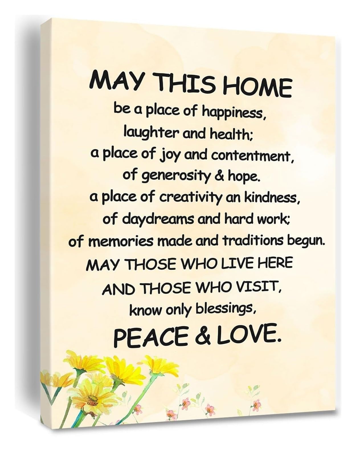 RNUMLIGH Home Blessing Canvas Print, Housewarming Gift Wall-Art with Inspirational Quote, Welcome Happiness Decor for Living Room, Entryway, Porch(Framed,12x18inch(30x45cm))