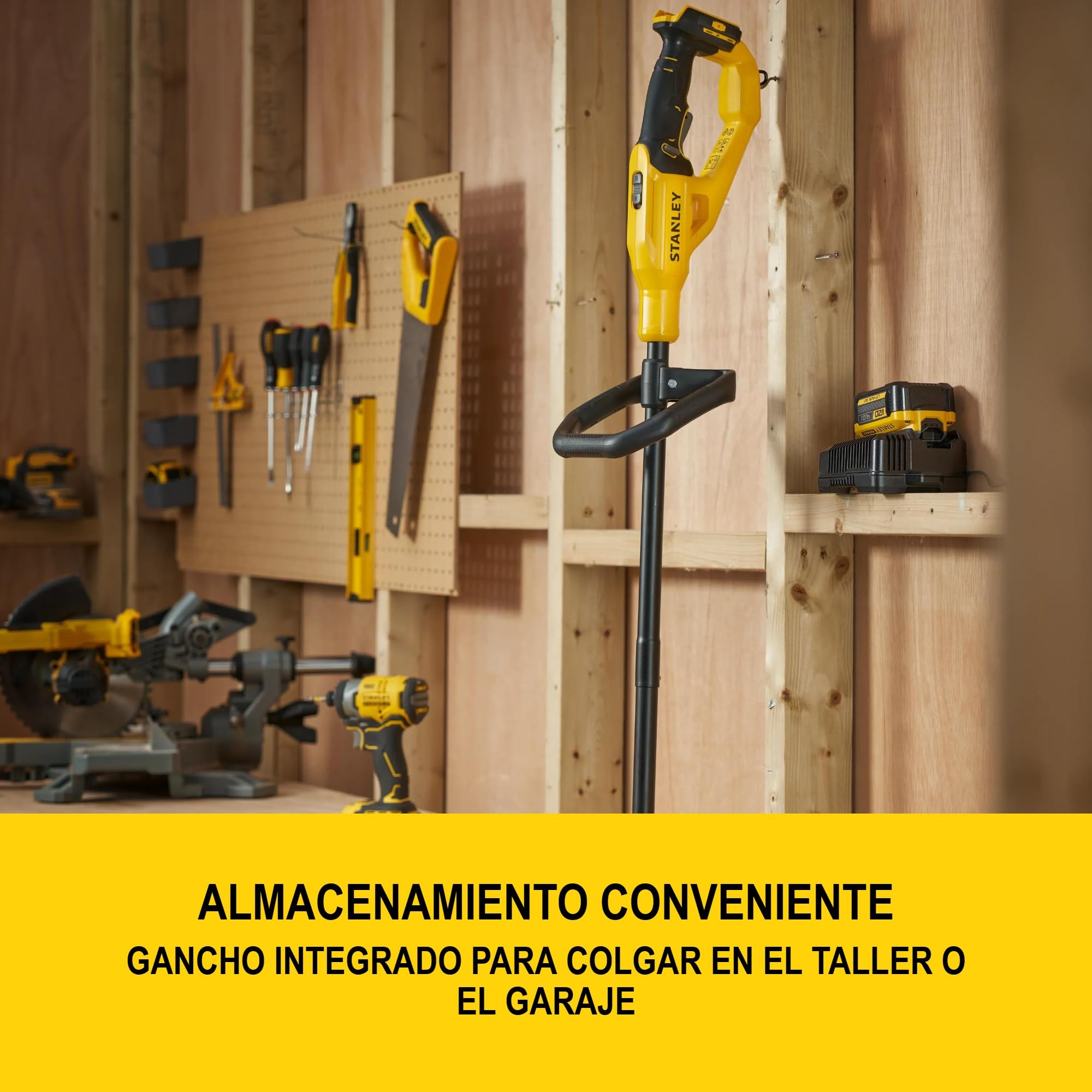 STANLEY V20 Cortacésped sin cable, con protector de bordes, incluye batería y cargador, 18V, STCST933M1-QW