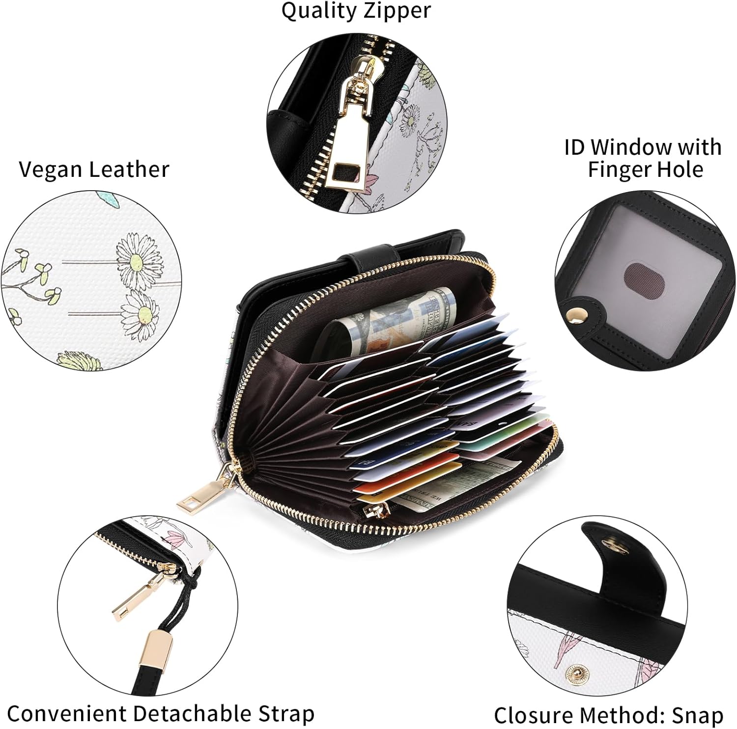 SENDEFN Leather Credit Card Holder RFID Blocking Wallet for Women Large Capacity Card Case Organizer Wristlet with 35 Slots - Image 6