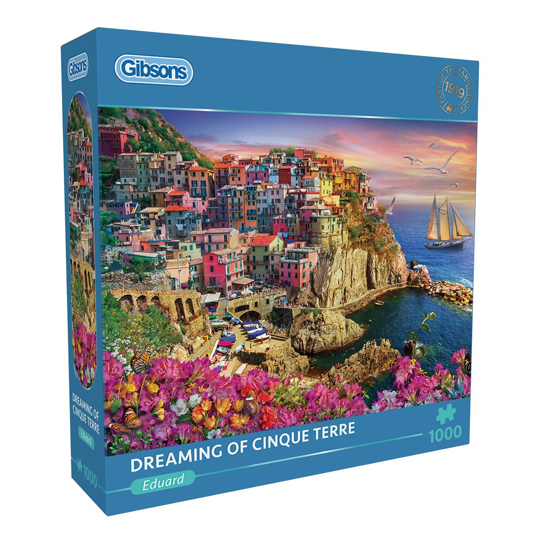 Gibsons Dreaming of Cinque Terre 1000 Piece Jigsaw Puzzle – Romantic Sunset in Italy Artwork for Adults & Teens, Thick Sustainable Premium Board 100% Recycled — image 1