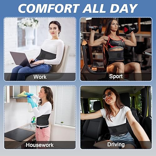 Miniatura 7 de Soporte de espalda para dolor de espalda baja, mujeres y hombres, cinturón de soporte lumbar ajustable y transpirable con cinturón de soporte de