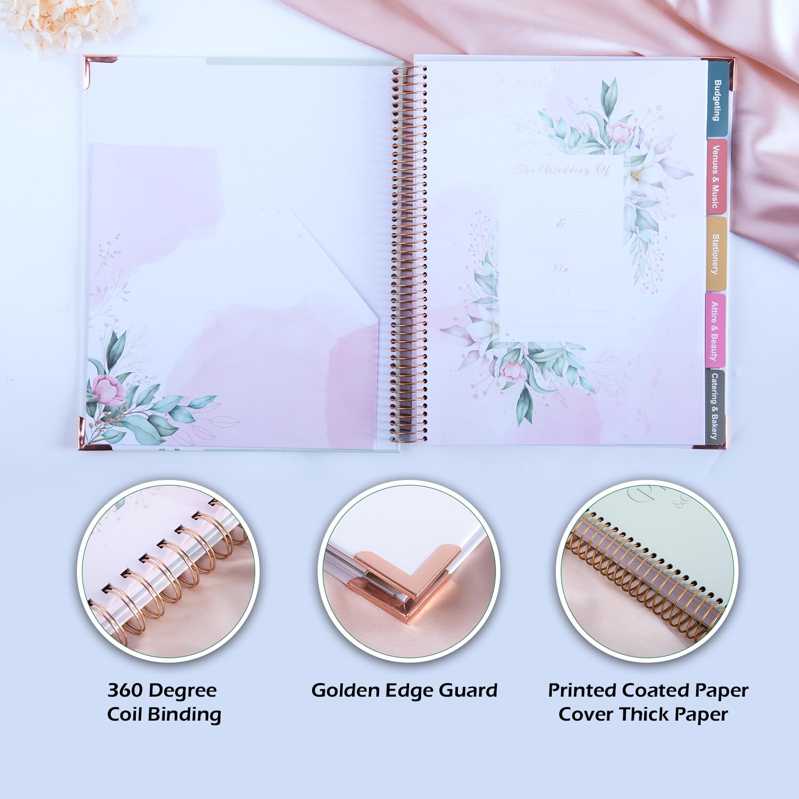 Hochzeitsplanungsbuch und Organizer, 176 Seiten, 29 x 22,9 cm, Hochzeitsplaner für Braut, mit Metallecken, Verlobungsgeschenke für Paare, Geschenke für frisch verlobte Frau mit Aufkleber