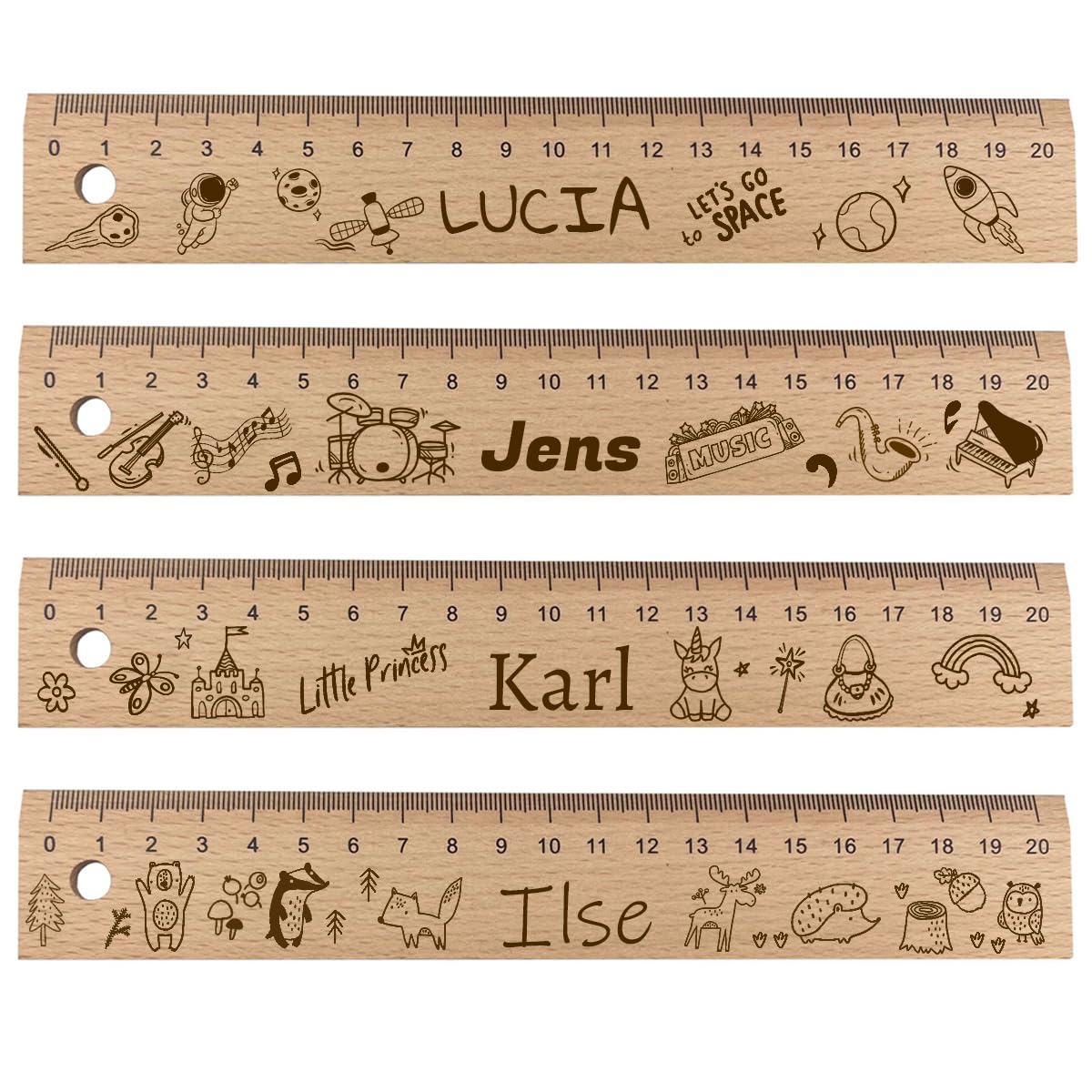 Personalizzato righello in legno 20 cm per bambini inizio scuola 2024