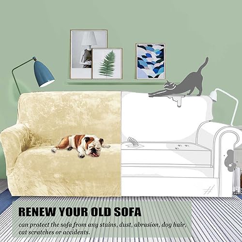 Miniatura 2 de Fundas de sofá de terciopelo para 1, 2, 3, 4 asientos, 1 funda de sofá para perros y mascotas, fundas de sofá elásticas gruesas de lujo, protector