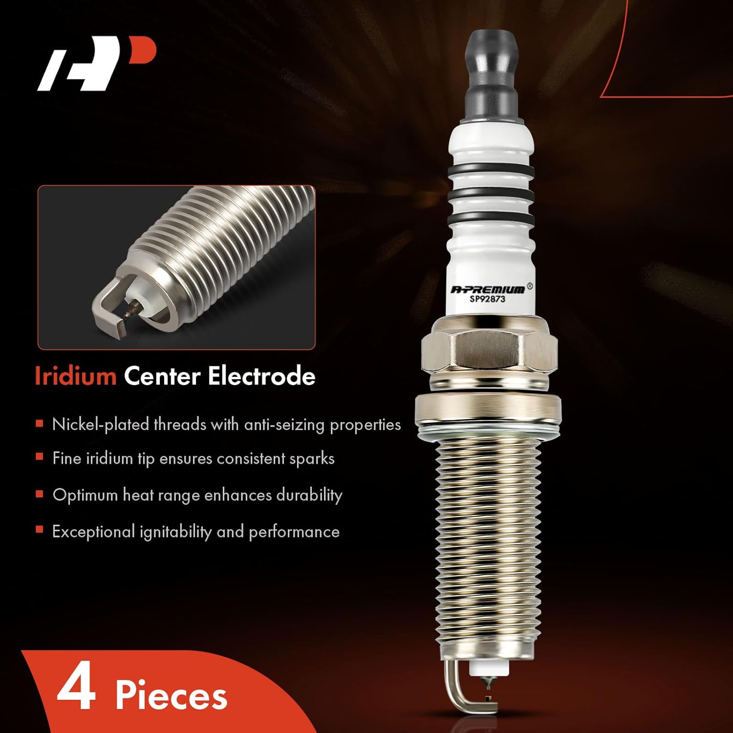 A-Premium Iridium Platinum Spark Plugs Compatible with Hyundai Elantra 2011-2011, Accent 2012-2019, Veloster 2012-2017 & Kia Soul 2012-2019, Rio 2012-2019, 1.6L 1.8L, Pack of 4