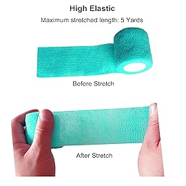 Baisunt 6 Pack 2 Inches Cohesive Bandage Self Adhesive Wrap Elastic Self Adherent Vet Wrap Breathable Self Stick Tape for Wrist, Ankle, Sports, Tatoo Wrap(5 Yards, Green)