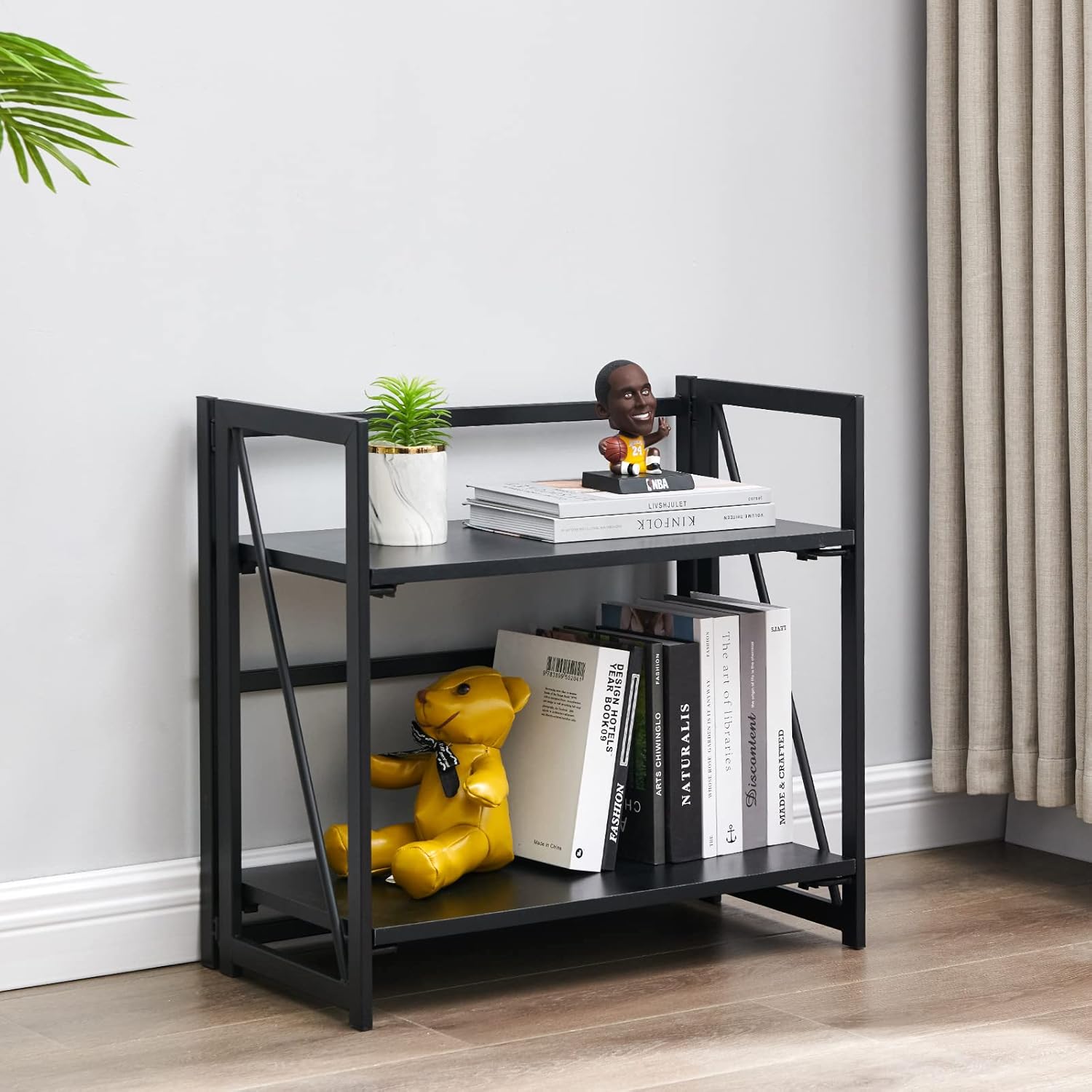 Amazon.com: FurnitureR Industrial Bookcase Folding Storage Shelves ...
