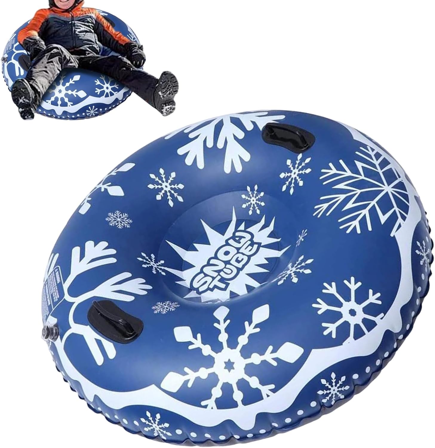Inflatable Snow Tube - Heavy Duty Sledding Ring for High Speed Winter Sliding, Reinforced Pvc Construction with Cold Resistant Air Valve, Snow Play Rider for Outdoor Hills Driveway Backyard Family Fun