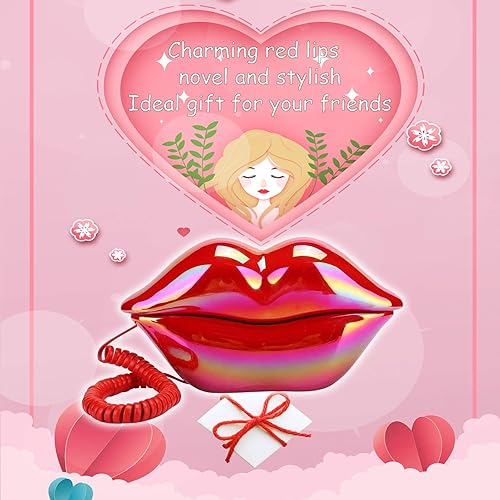 Miniatura 5 de CHENJIEUS Teléfono de labios, teléfono avanzado para el hogar, teléfono en forma de labios con boca interesante, alambre galvanizado, decoración del