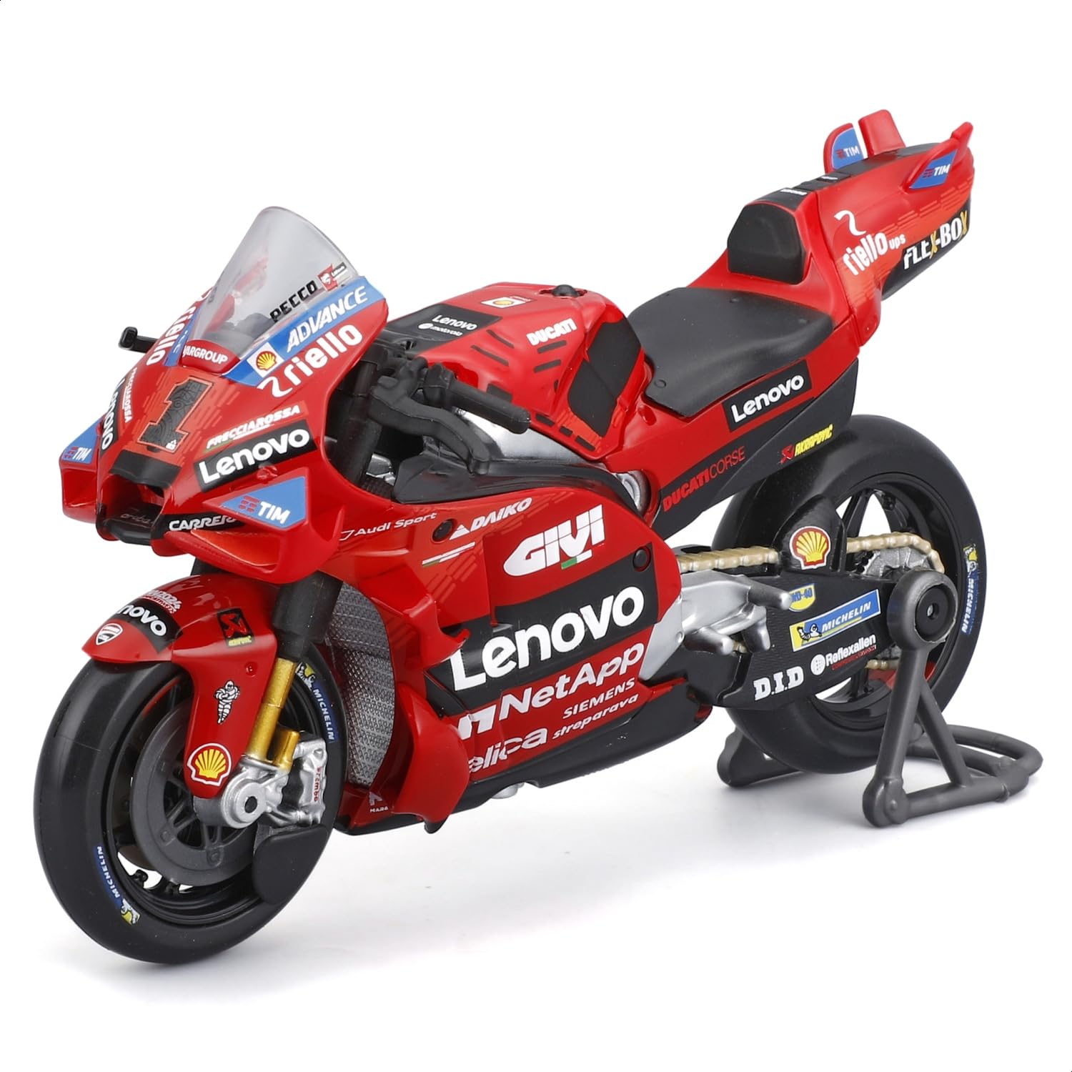 Maisto, Ducati Lenovo Team 2024 Bagnaia #1, 1:18 Scale, Collectible Diecast Motorcycle with Realistic Details - Image 2
