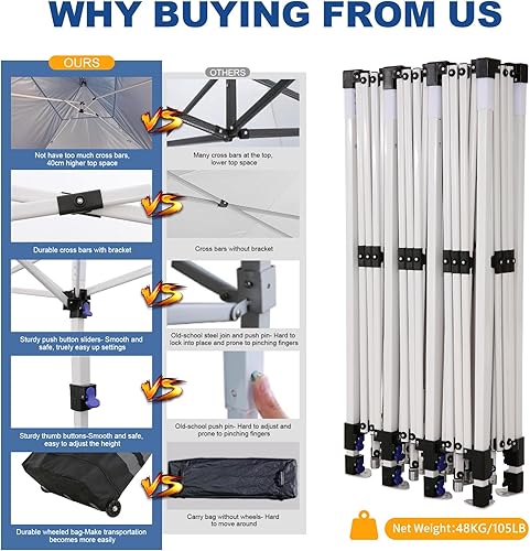 Miniatura 4 de HOTEEL Tienda de campaña con toldo de 10 x 30 pies con 8 paredes laterales, toldo desplegable portátil impermeable para exteriores, fácil