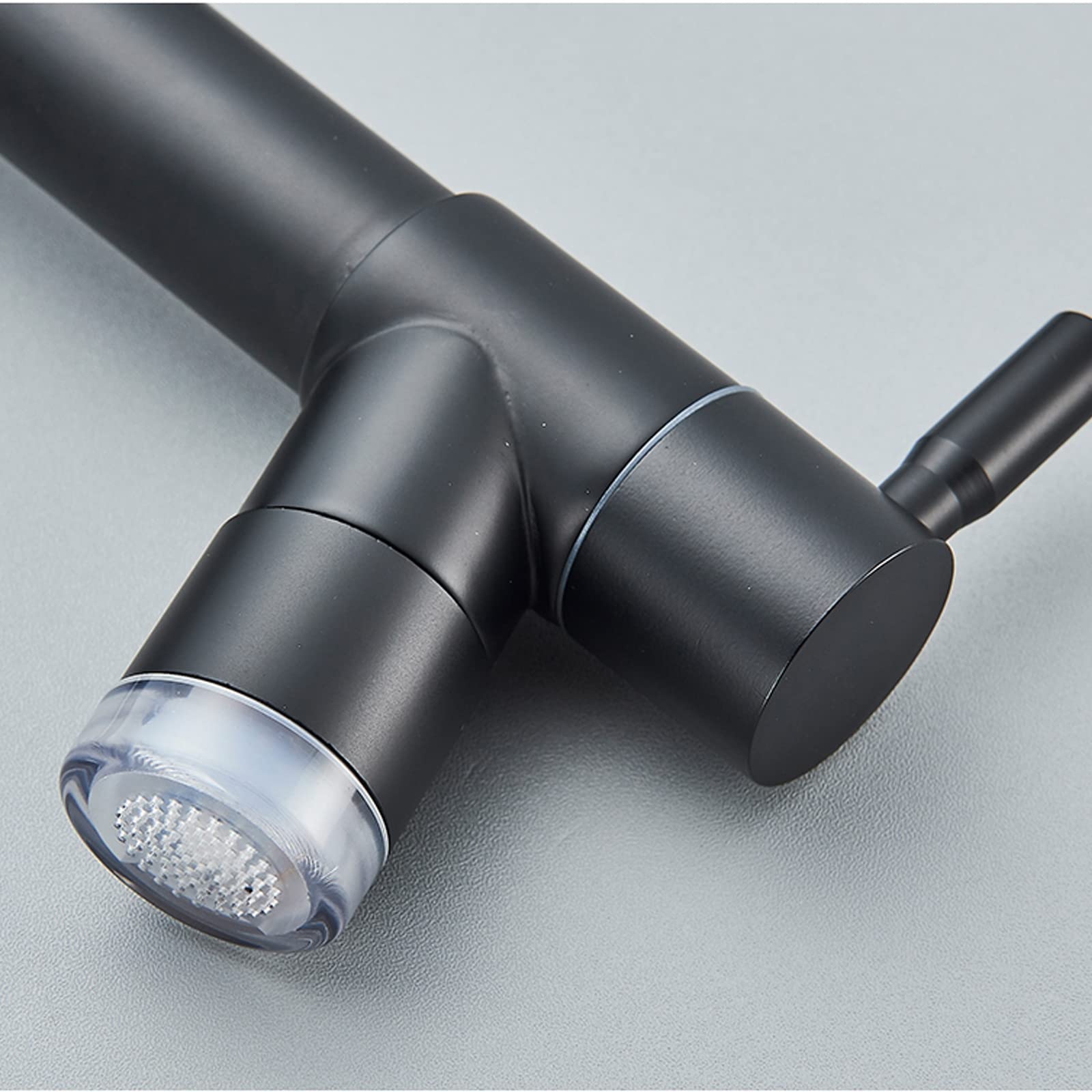 Rubinetto da Cucina Nero con doccetta Estraibile, Rubinetto in Ottone Massiccio, Maniglia Singola a Molla, Luce LED per lavello Commerciale, per lavello, Tipo 2