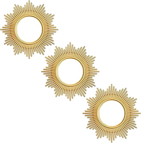 Miniatura 2 de Espejos dorados para decoración de pared espejo redondo pequeño arte de pared decorativo juego de 3 espejos de pared para sala de estar juegos de