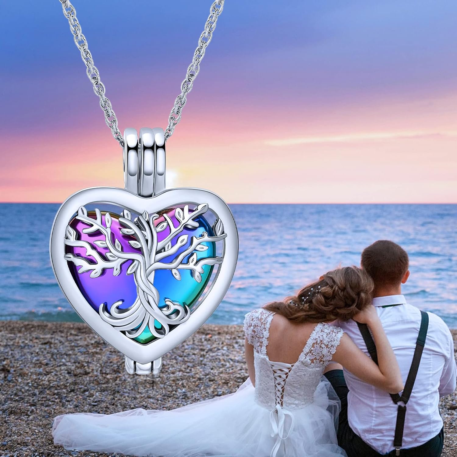 shajwo Heart Cremation Jewelry Tree of Life Urn Ashes Necklace for Women Men Loved One Memorial Human Ash Pendant - Image 6