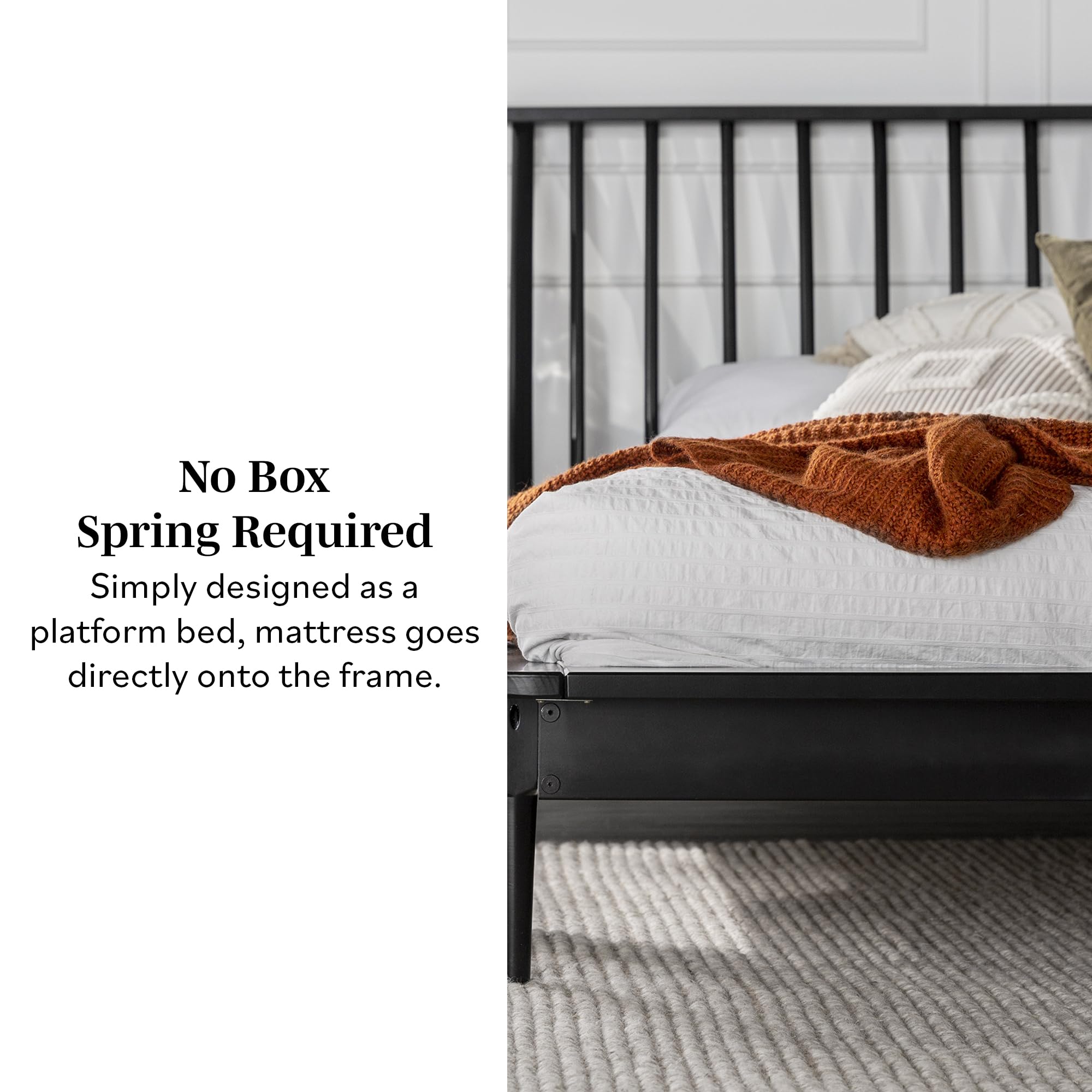 Amazon.com: Walker Edison Lennon Platform Bed, Queen Size, Black