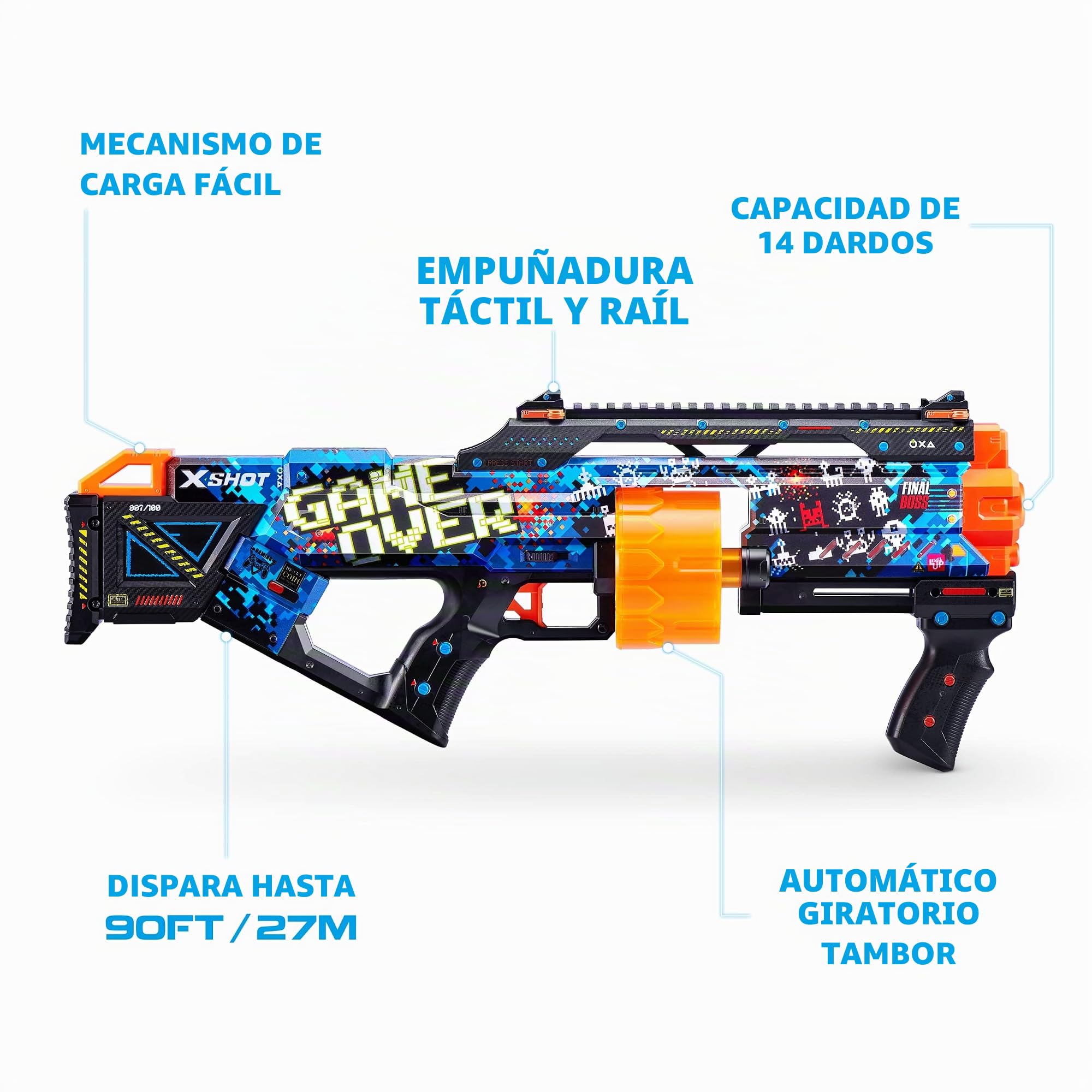 XShot Skins Last Stand, Game Over, Foam Dart Blaster (16 Darts) Air Pocket Dart Technology, Major Brand Compatible, Toy Foam Dart Blaster for Kids, Teens, Adults, Frustration Free Packaging