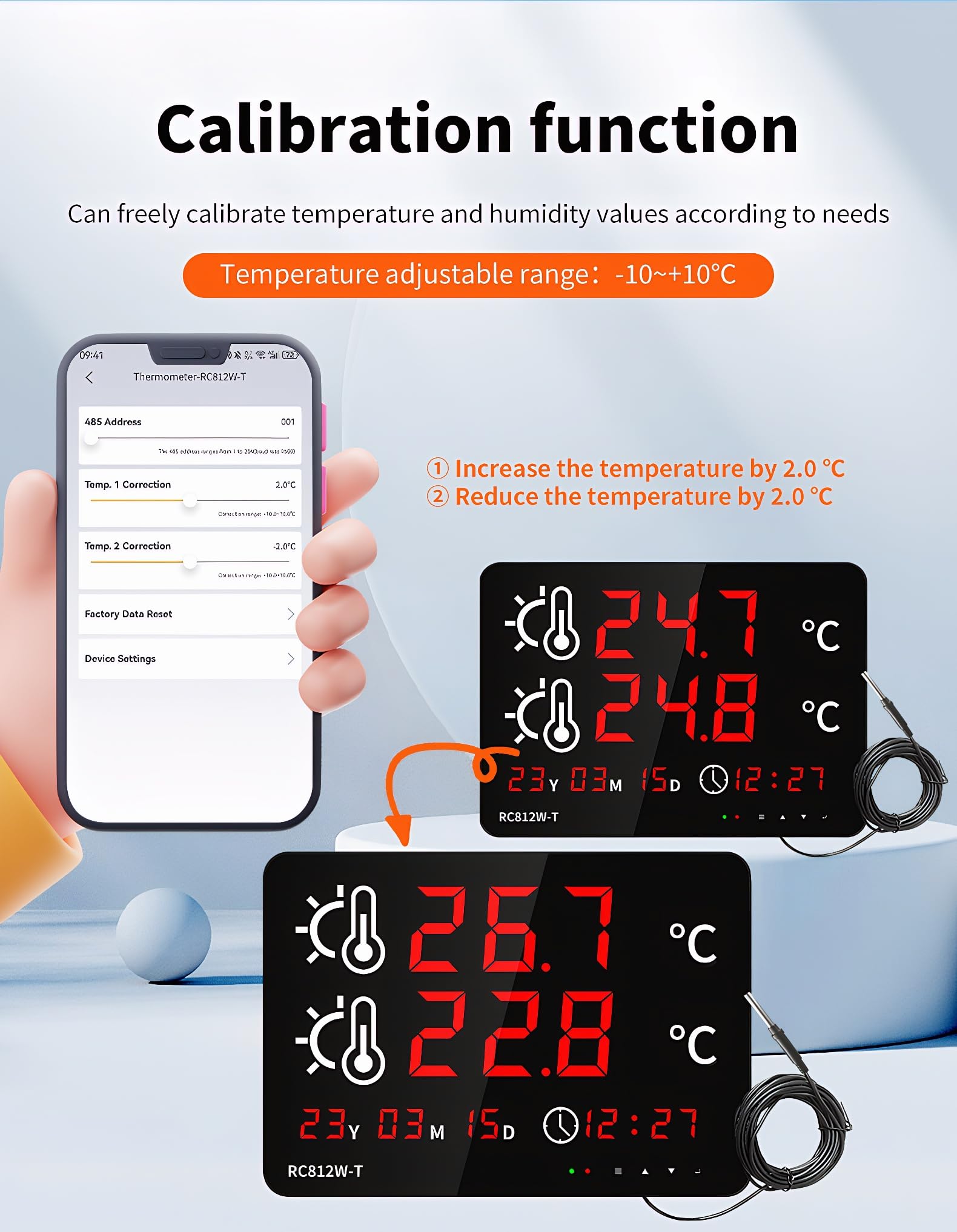 Mengshen WiFi Termómetro Digital con Sonda Impermeable para Acuarios Piscinas y Peceras Con Pantalla Dual de Temperatura y fecha y Monitor Remoto Tuya APP