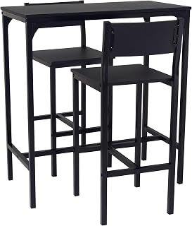 YELLOO Mod. LIGNANO Set Mesa y 2 Taburetes Cocina Angulo Bar Muebles Sillas Salón Color Negro