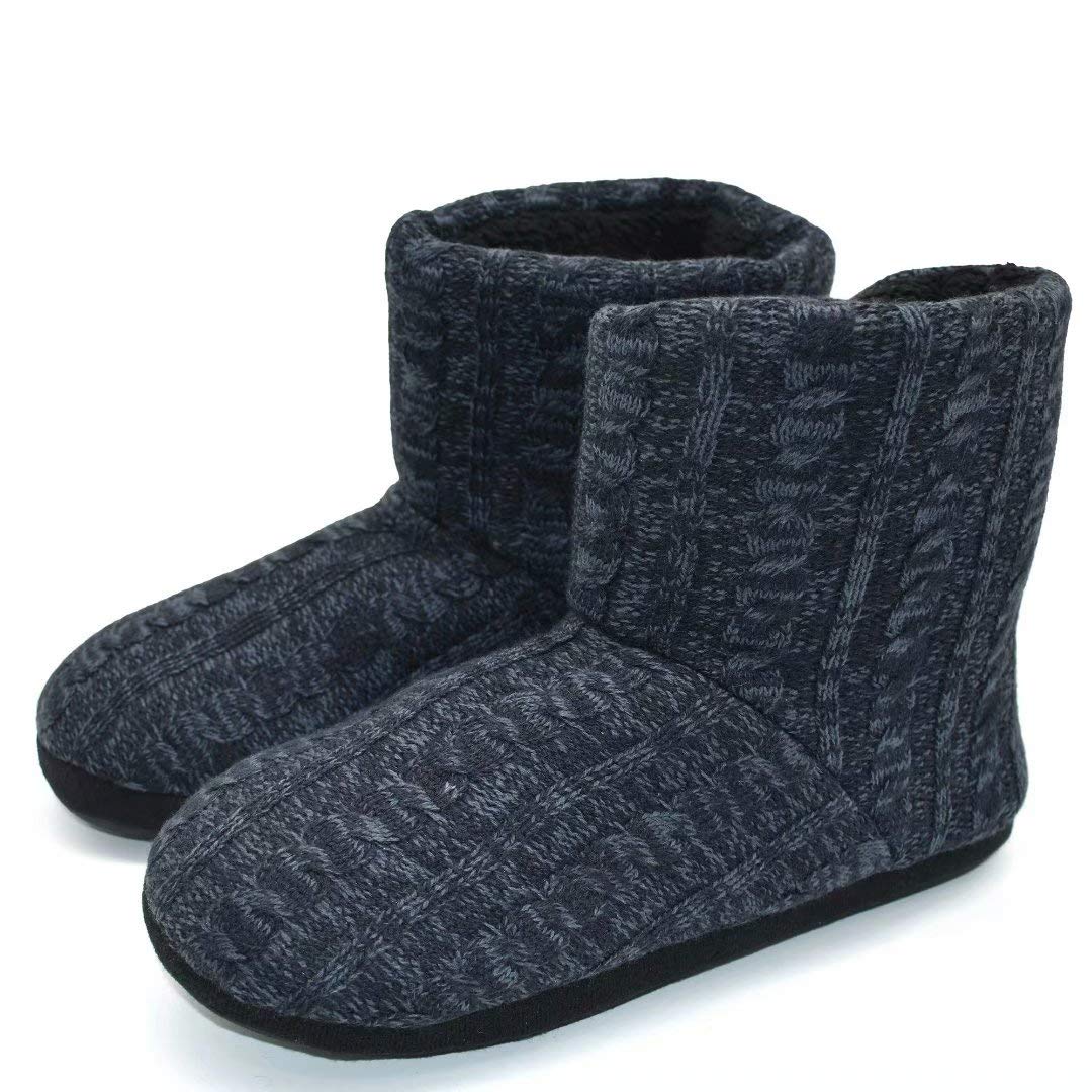 KuaiLu Pantofole Stivaletto Uomo Invernali Chiuse a Maglia Stitch Memory Foam Ciabatte Stivaletti Comode Calde Pelose Peluche Lana Cotta Antiscivolo Scarpe da Casa