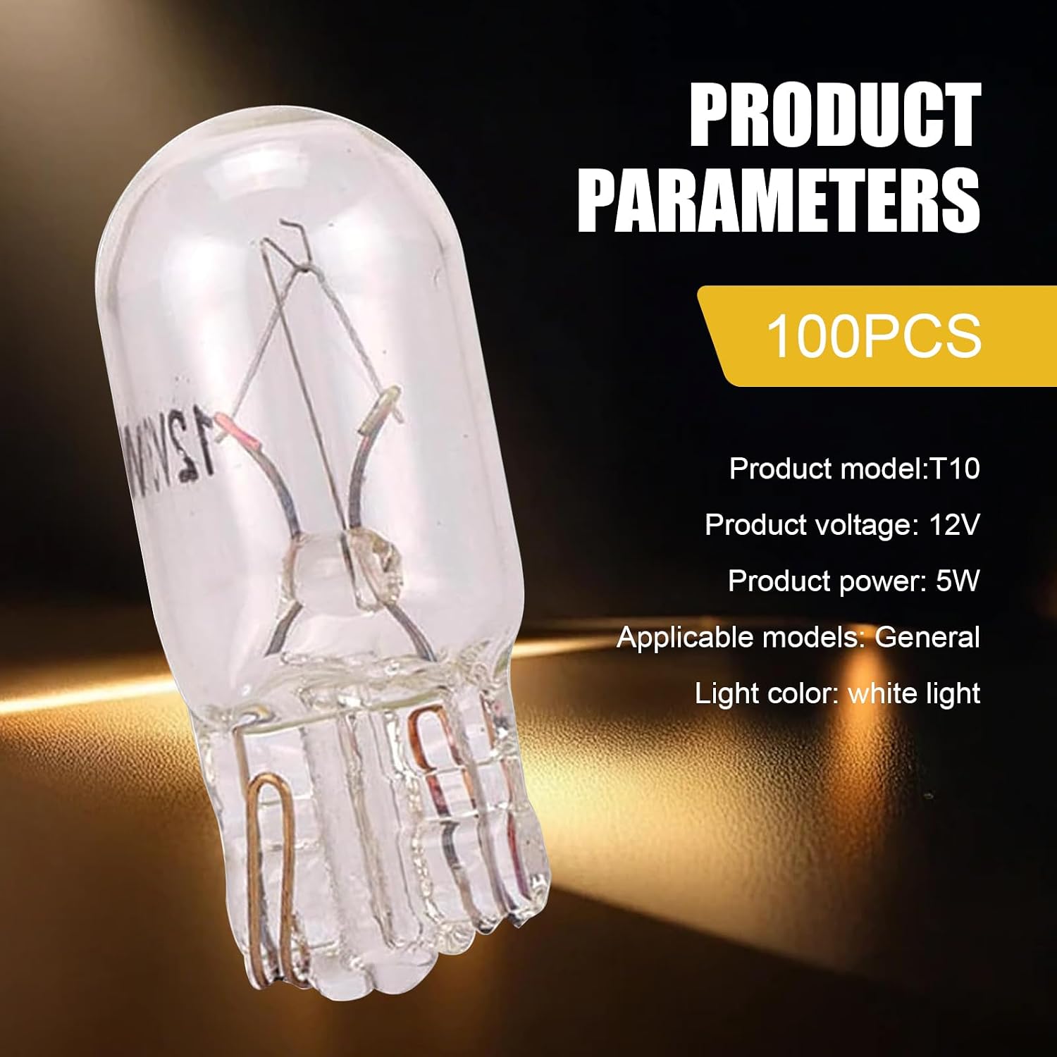 100 PCS Car T10 Bulbs, 168 194 2825 W5W Wedge Base Halogen Lamp, Super Bright Anti-vibration Dashboard Indicator Light, Plug and Play Bulb Replacement for Cars Trucks SUVs (White) image 2
