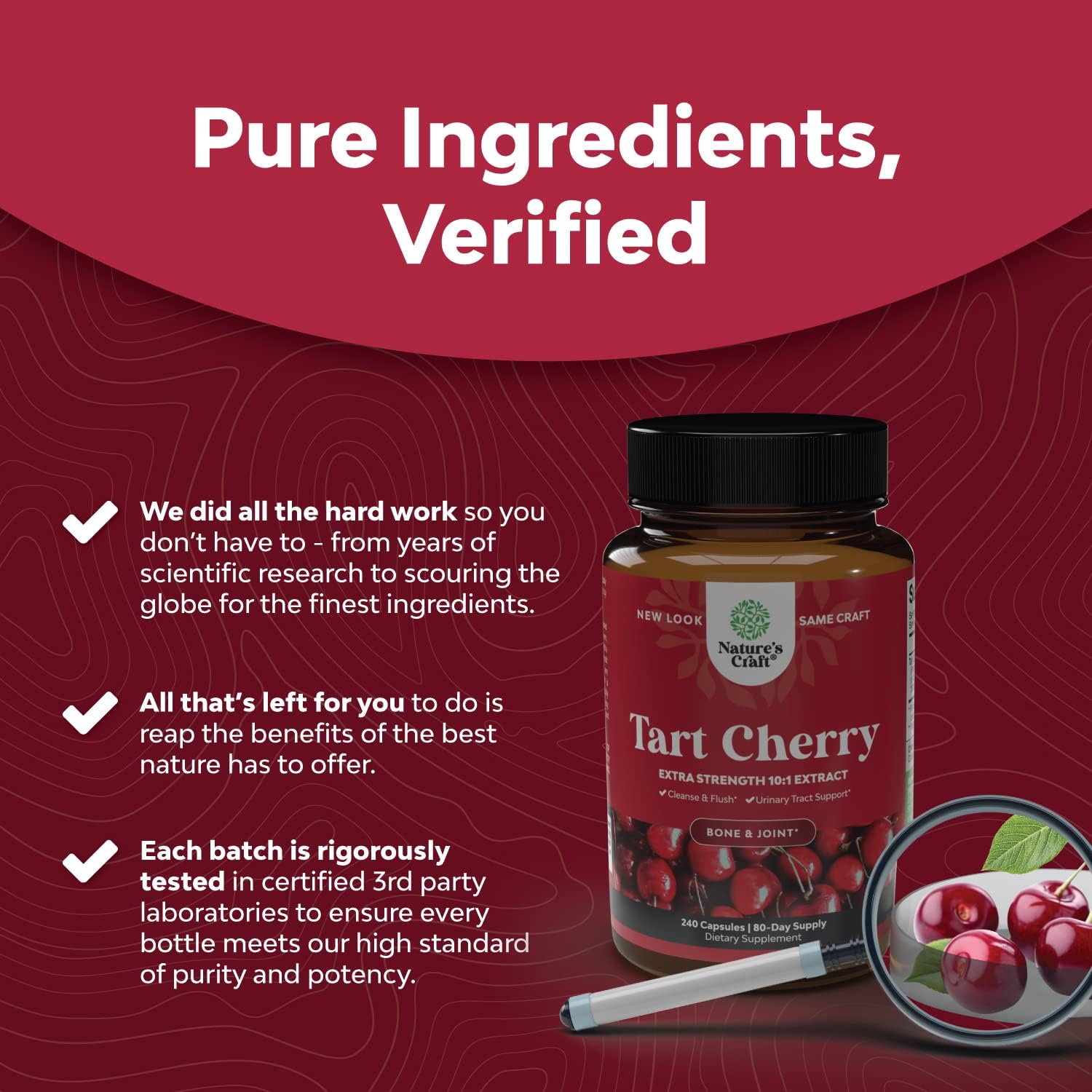 Advanced Tart Cherry Extract Capsules - Extra Strength Tart Cherry Capsules Uric Acid Cleanse and Joint Support Supplement - Muscle Recovery Supplement with Uric Acid Support Polyphenols 240 Capsules