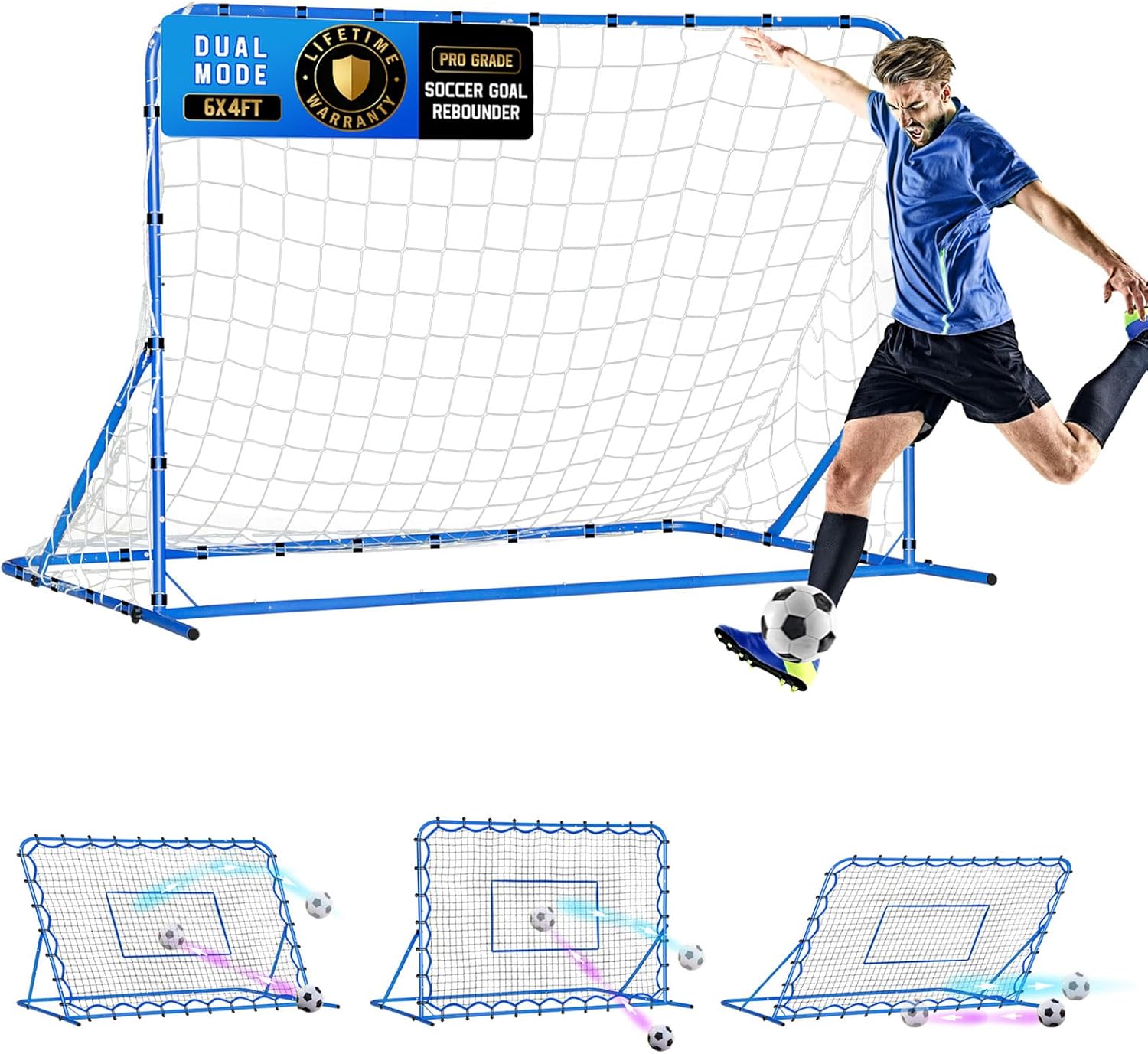 Soccer Baseball Rebounder Net, Quick-Switch Angle Volleyball Pitchback Soccer Training for Control, Passing Practice, Easy Setup Lacrosse Soccer Goal Rebounder Gifts Equipment for Kids, Teens & Adults