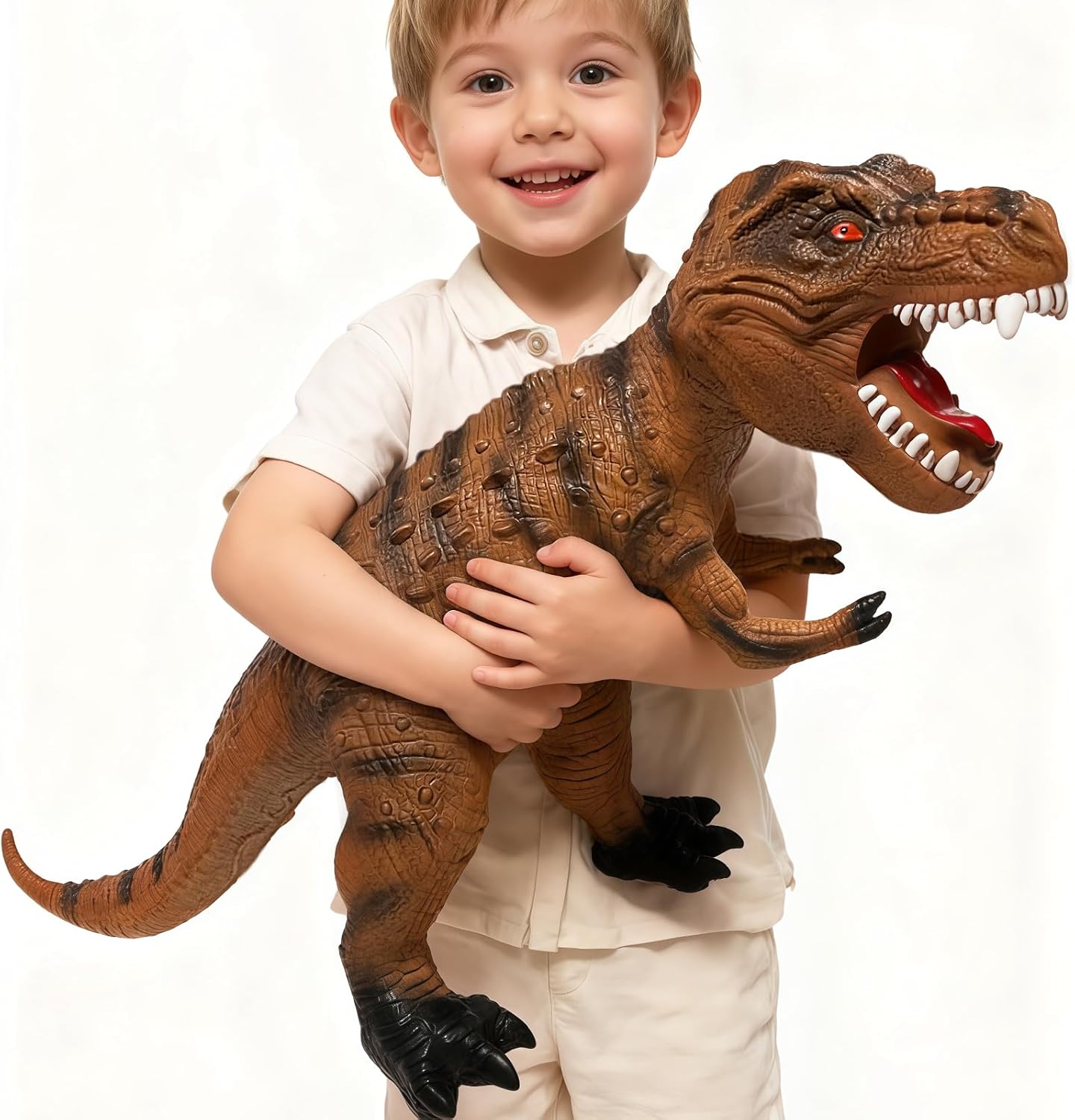 Big Dinosaur Toys for Toddlers-28 inches Tyrannosaurus Rex Dinosaur Figures, Jumbo Realistic Dinosaur Toys for Boys Girls Gift, Kids Ages 1 2 3 4 5 6 7 8 (Brown) - Image 6