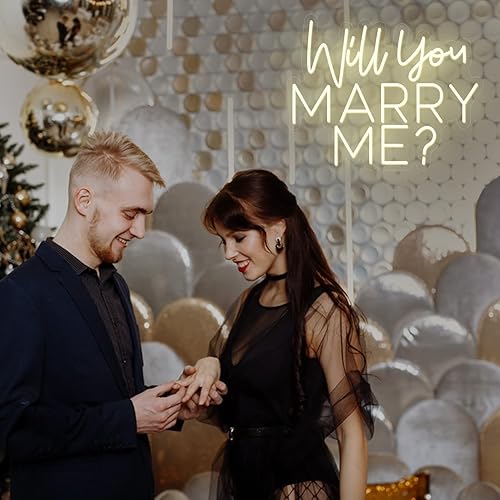 Miniatura 7 de Letreros de neón con texto en inglés "Will You Marry Me" para propuesta de boda, letrero grande de neón LED, decoración para compromiso, fiesta de