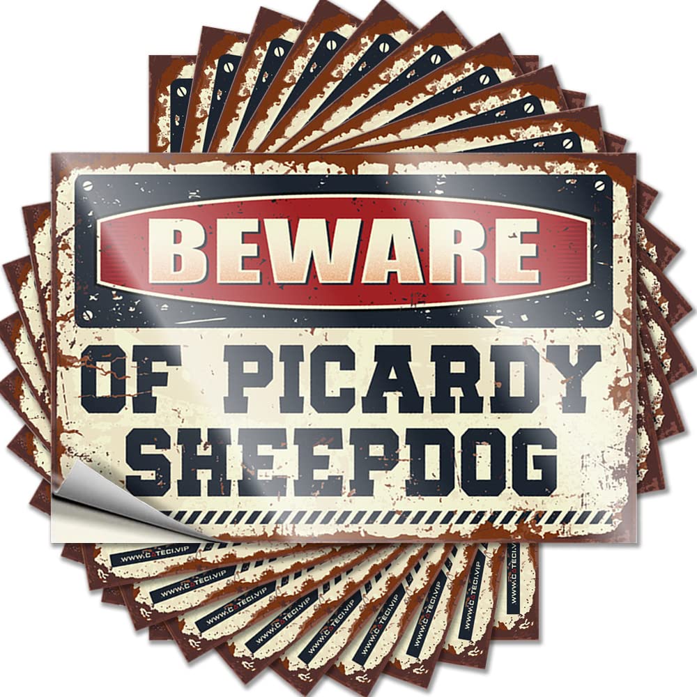 Stuff for Bedroom Tattoos Durable Laptop | Beware of Picardy Sheepdog Punk Self Adhesive Sticker for Boss DIY(12X18CM)