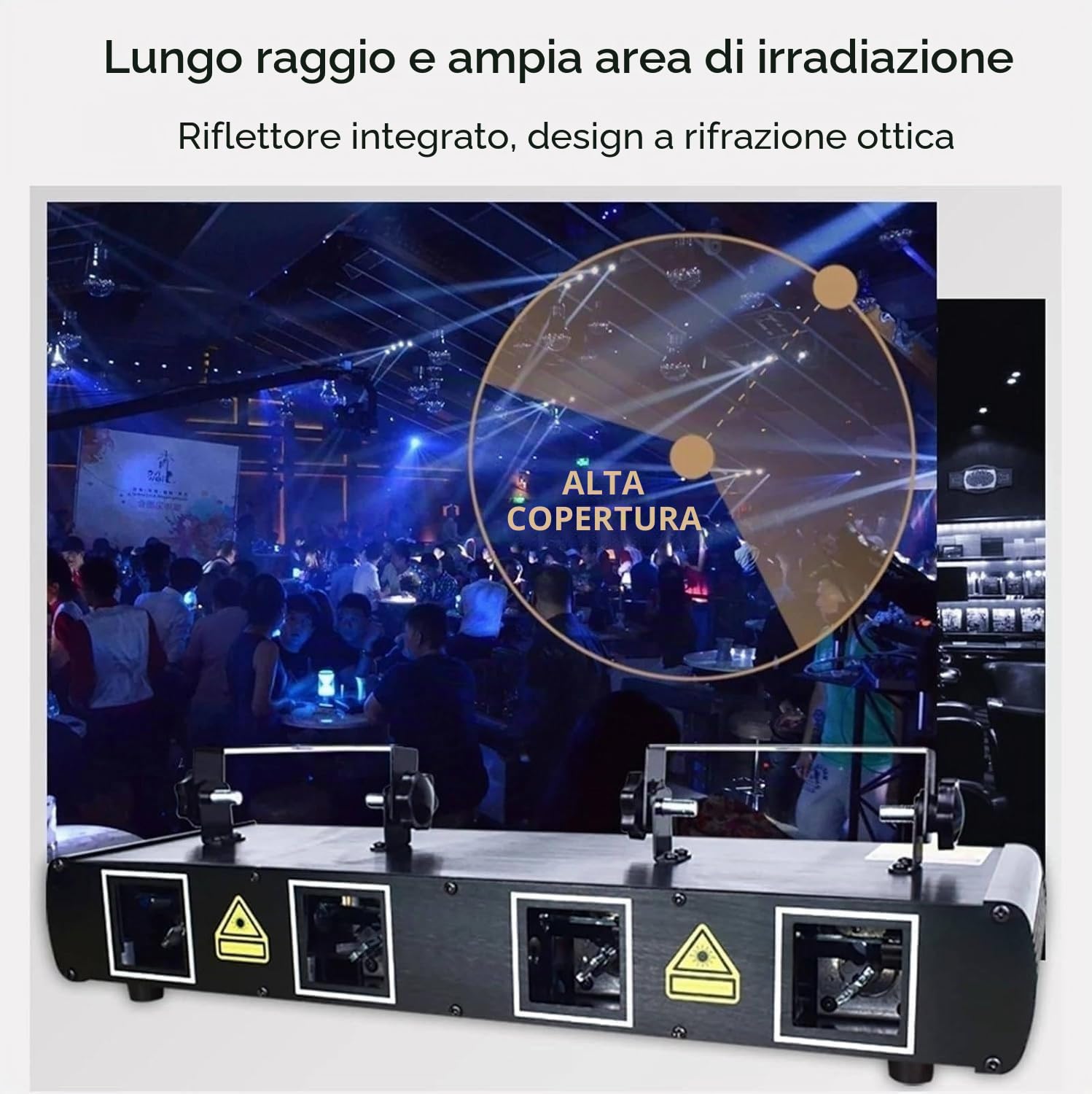 Luci da discoteca, proiettore di luci laser stroboscopiche ad attivazione sonora con effetto a 4 raggi, for feste al chiuso, for compleanni, discoteche, KTV, club, palco, DJ.