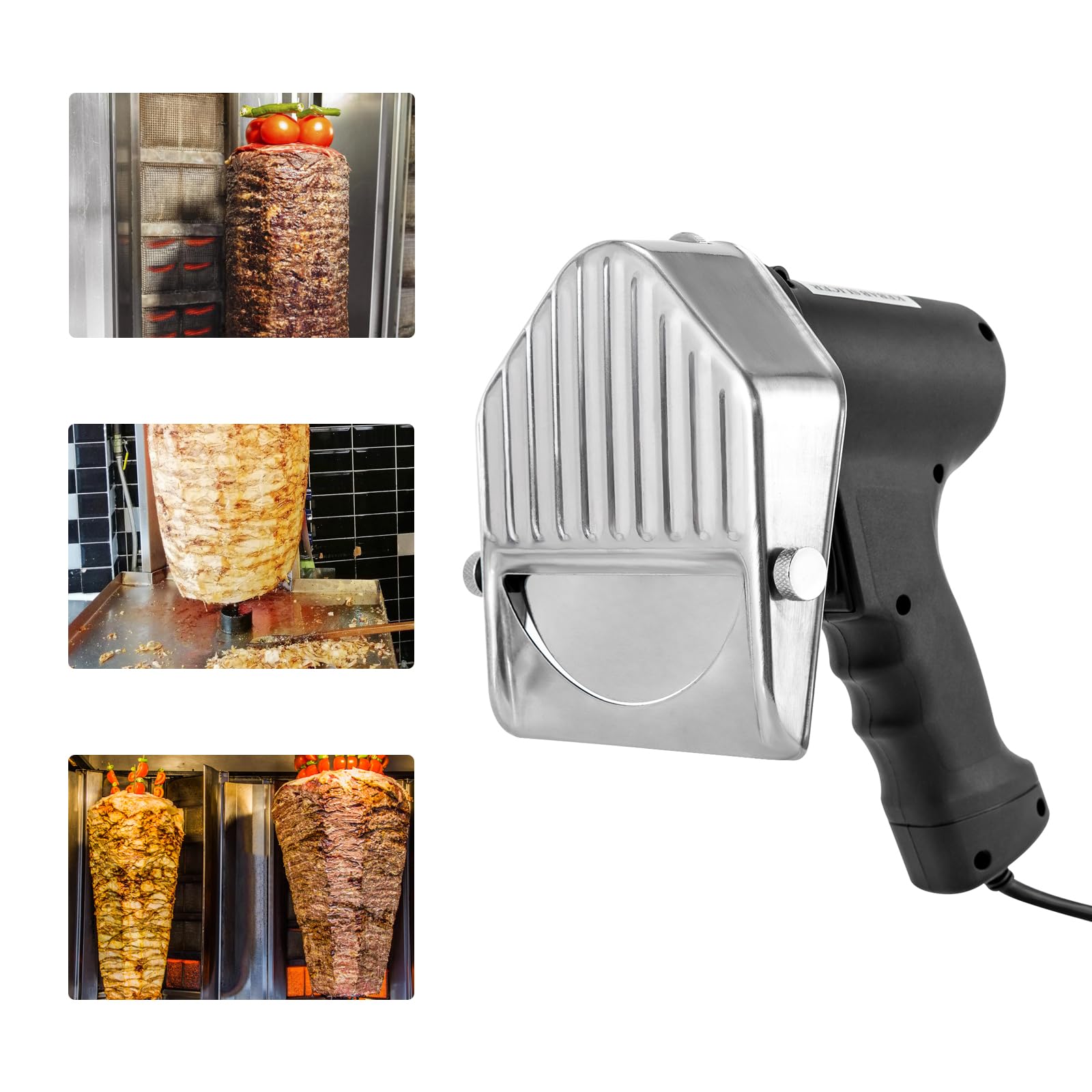 120W Round Blade Electric Shawarma Knife, Electric Turkish Kebab Slicer Gyro Cutter Hand Held Electric Shawarma Cutter Kebab Meat Slicer Electric Kebab Knife for Lamb, Pork and Chicken