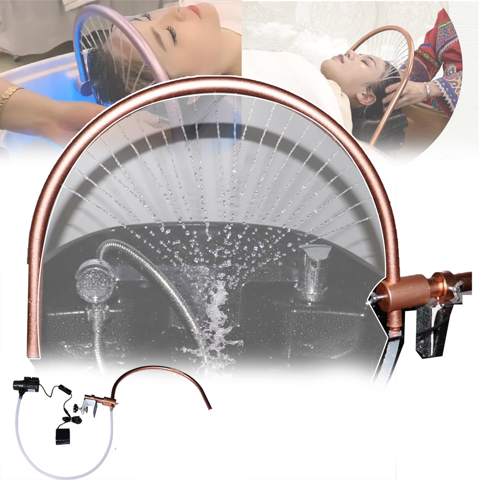 Head SPA (Ajustable A 360°), Terapia De Agua Portátil, Forma Arco/Ajuste Giratorio, Diseño Salida Agua Inclinada, A Prueba Fugas, Facilita Estado Ánimo, para Equipos Masaje/salón,A