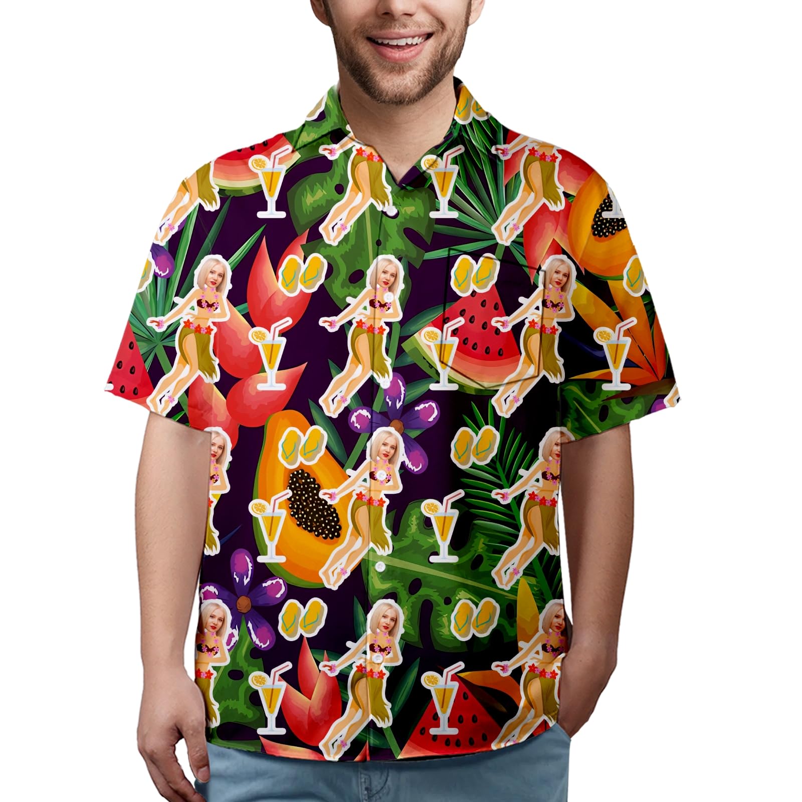 plversi Camisas personalizadas con botones para hombre, camisas de playa personalizadas para hombre, camisa de manga corta con botones para hombre, camisas para playa