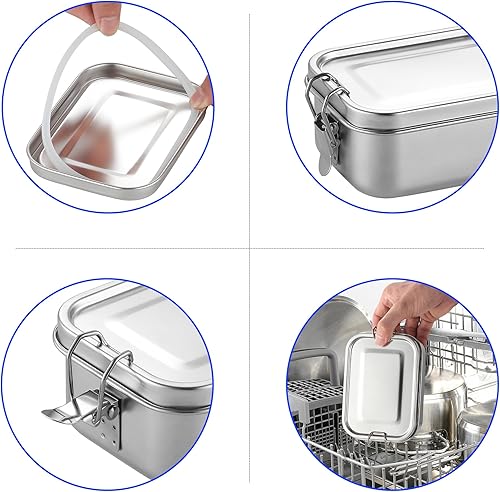 Miniatura 5 de BEFOY Juego de recipientes pequeños de acero inoxidable para almacenamiento de alimentos, cajas de metal reutilizables, contenedor de preparación de