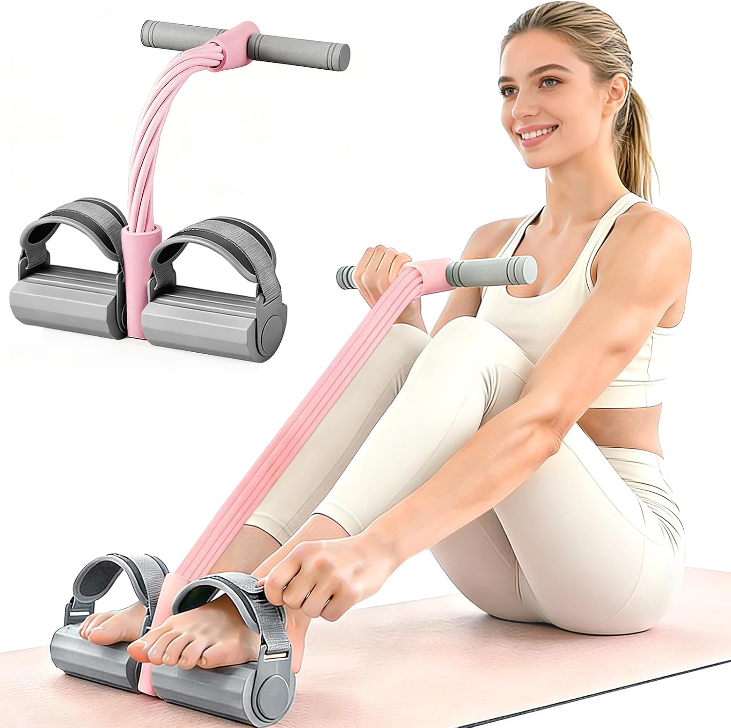 Adjustable Ankle Strap Resistance Bands with Handles, 6 Tube Pedal Band