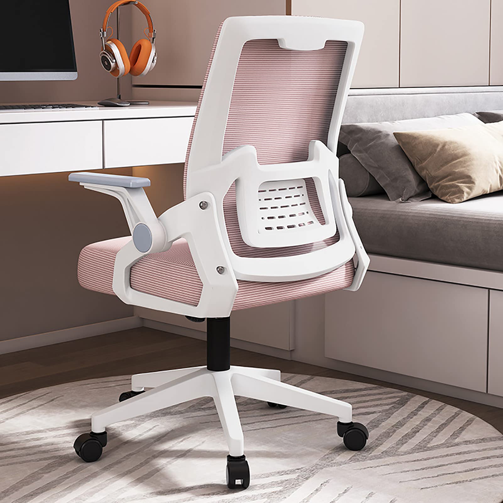 Chaise informatique FLXHSA corrige la posture assise confortable rose à roues - 8