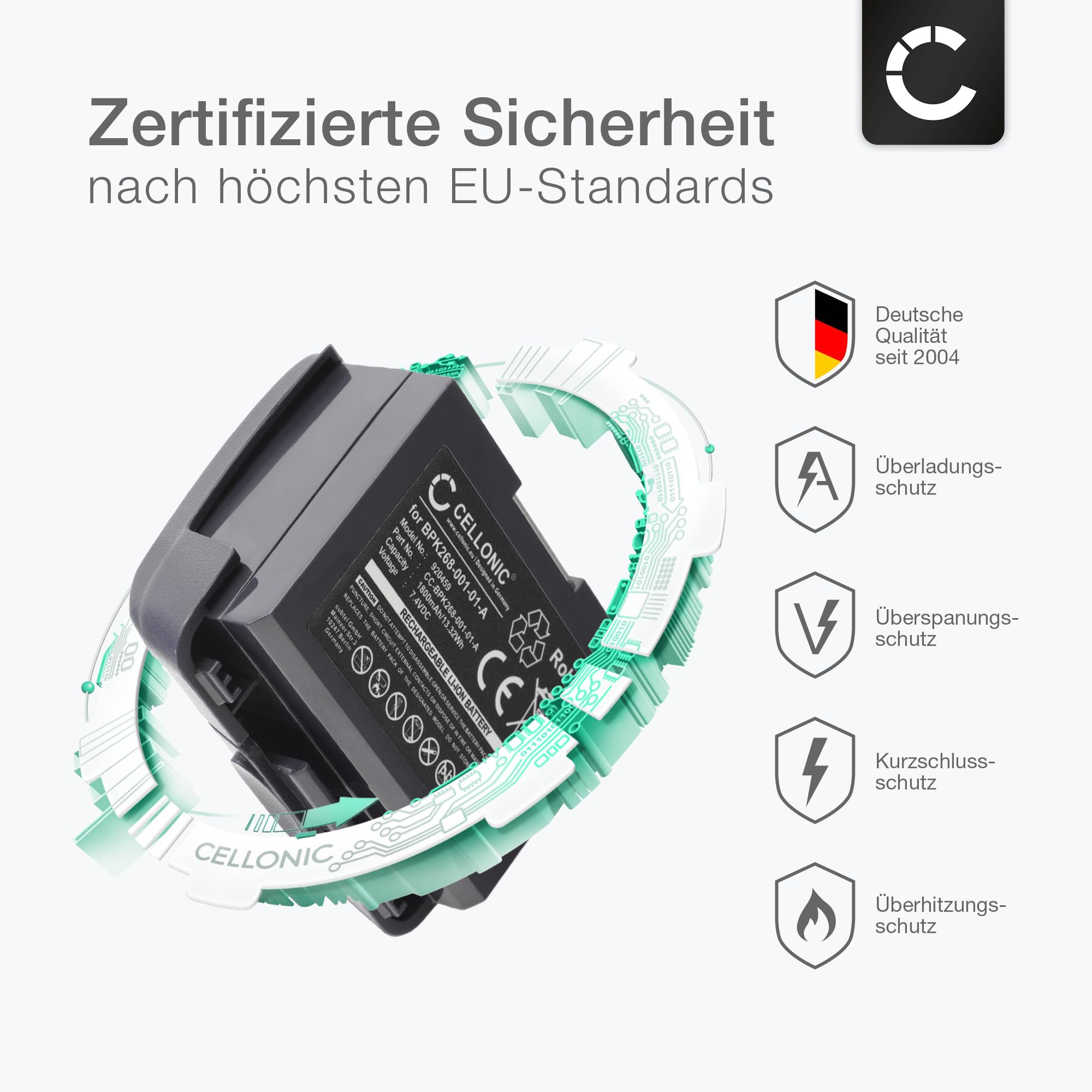 CELLONIC 2X Akku kompatibel mit Verifone VX680, Wireless | 2x, (1800mAh-7.4V-Lithium-Ionen), Zahlungsterminal / POS Akku, für Verifone BMO010002, VX680 Wireless Credit Card Machine